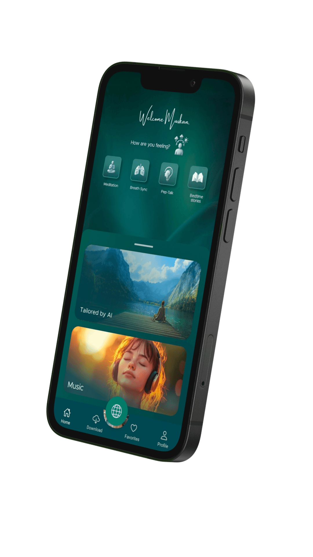 App interface showcasing mental regulation and tracking features
